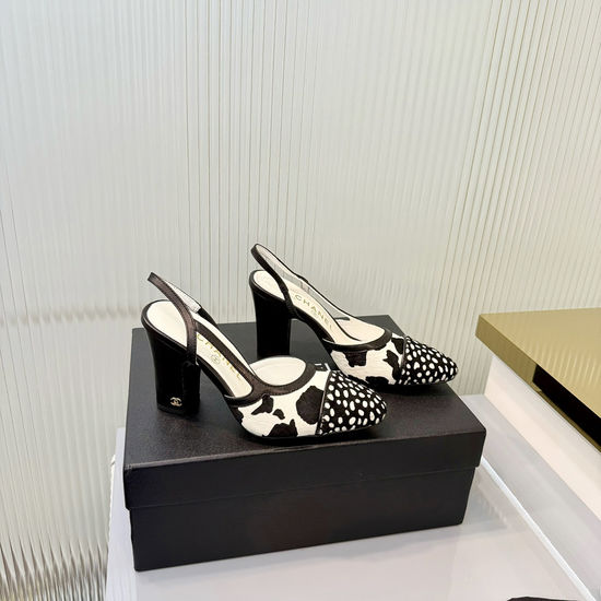 Chanel Premium Pony Hair Color Block Low Heel Sandals