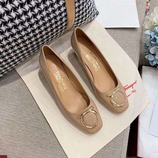 Ferragamo Vintage Buckle Patent Leather Low Heel Dress Shoes