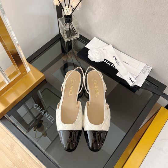 Chanel Quilted Lambskin Square Toe Slingback Flat Sandals