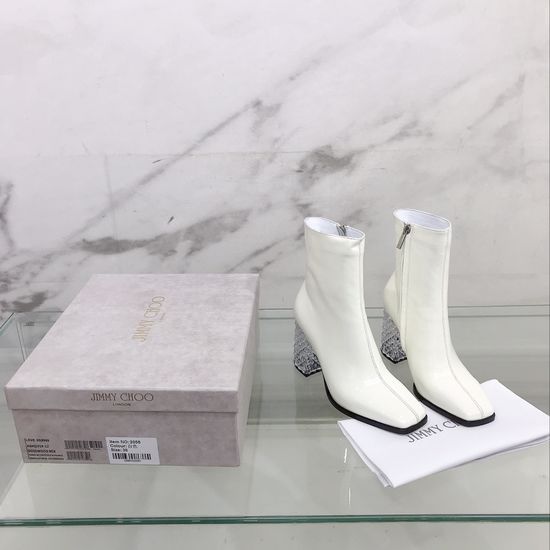Jimmy Choo Rhinestone Embellished Block Heel Square Toe Ankle Boots