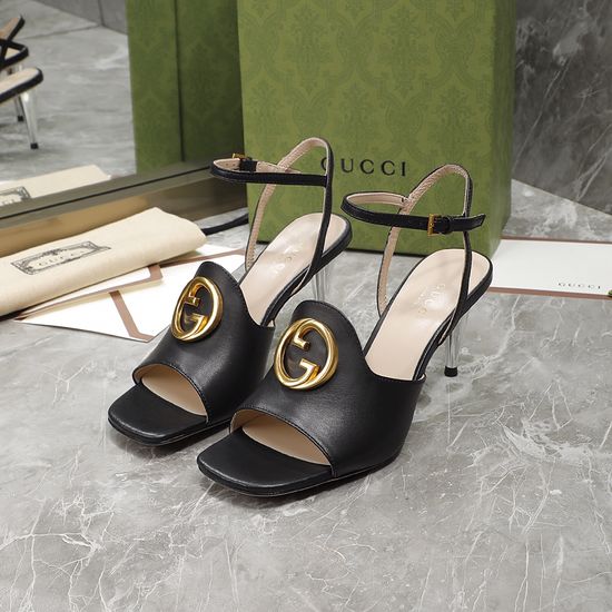 Gucci Elegant Chunky Heel Soft Leather Pumps Durable Comfortable