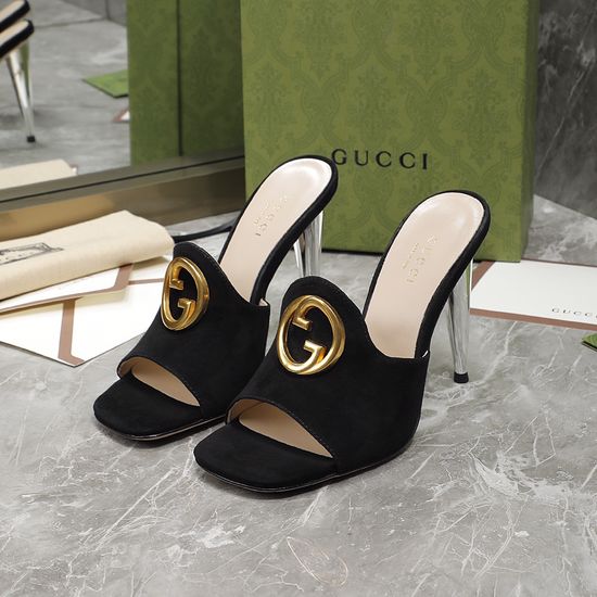 Gucci Premium Cone Heel Leather Shoes with Signature Emblem