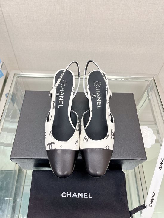 Chanel Classic Two-tone Printed Sheepskin Slingback Sandals