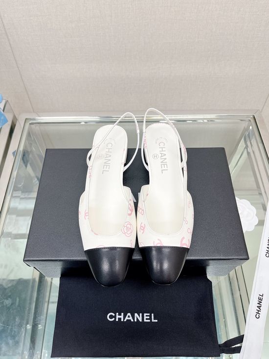 Chanel Classic Two-tone Printed Sheepskin Slingback Sandals
