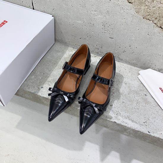 ShushuTon Bow Decor Leather Mary Jane Shoes Comfortable Heel