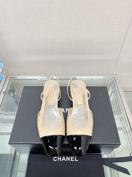 Chanel Embroidered Quilted Square Toe Slingback Sandals