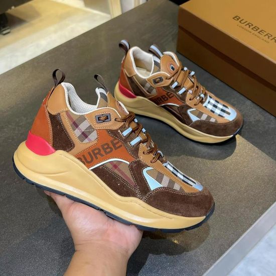 Burberry Premium Plaid Suede Leather Chunky Sole Casual Sneakers