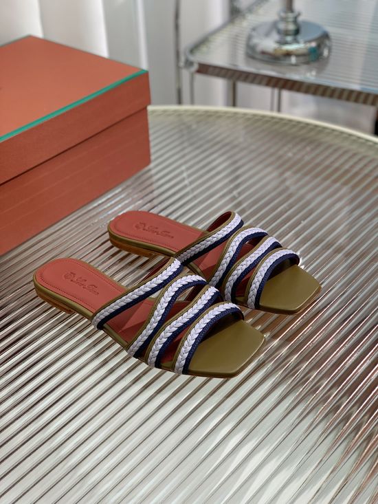 Loro Piana Genuine Leather Comfortable Summer Flat Slides