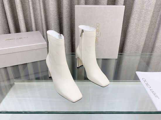 Jimmy Choo Classic Block Heel Square Toe Leather Ankle Boots