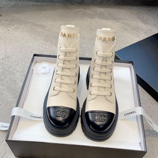 Chanel Lace-up Platform Combat Boots Soft Lining Non-slip Sole