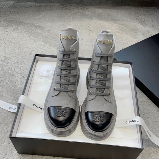 Chanel Lace-up Platform Combat Boots Soft Lining Non-slip Sole