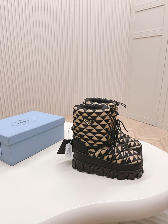 Prada Warm Non-slip Down Snow Boots Durable Thick Sole