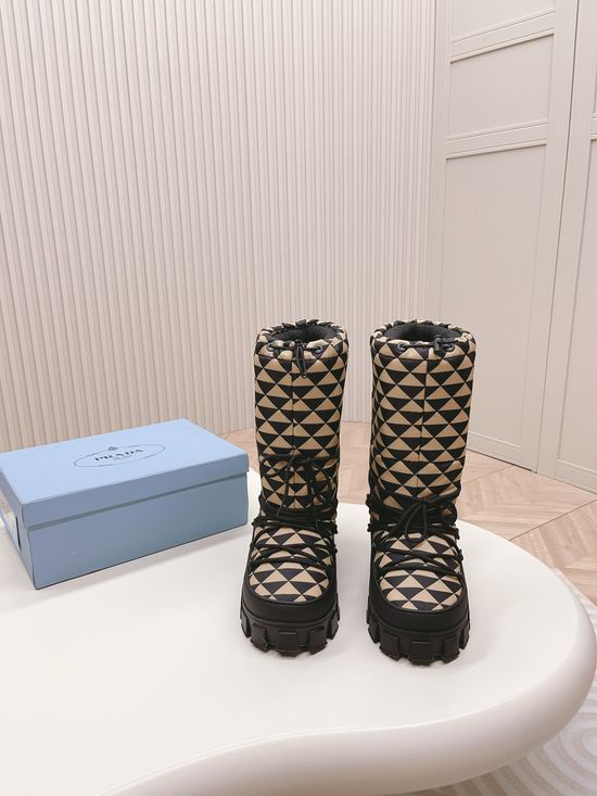Prada Warm Non-slip Down Snow Boots Durable Thick Sole