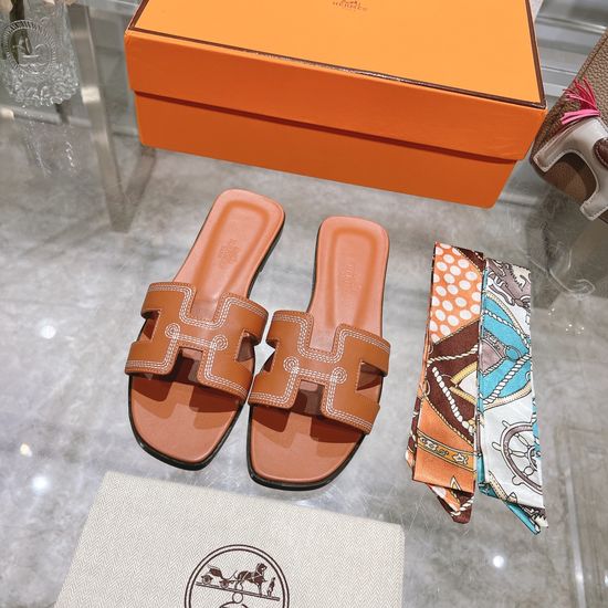 Hermes Suede Casual Slides Soft Sole Comfortable Daily Footwear
