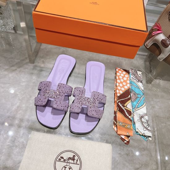Hermes Suede Casual Slides Soft Sole Comfortable Daily Footwear