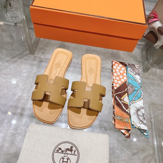 Hermes Calfskin Casual Slides Soft Comfortable Daily Wear Footwear