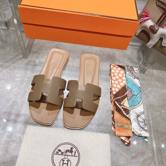 Hermes Calfskin Casual Slides Soft Comfortable Daily Wear Footwear