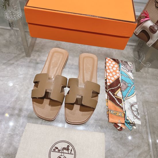 Hermes Calfskin Casual Slides Soft Comfortable Daily Wear Footwear