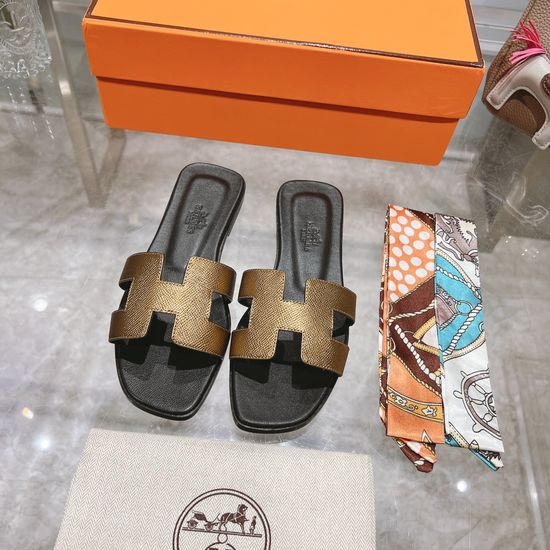 Hermes Calfskin Casual Slides Soft Comfortable Daily Wear Footwear