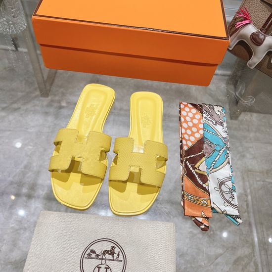 Hermes Calfskin Casual Slides Soft Comfortable Daily Wear Footwear