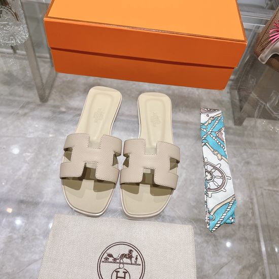 Hermes Calfskin Casual Slides Soft Comfortable Daily Wear Footwear