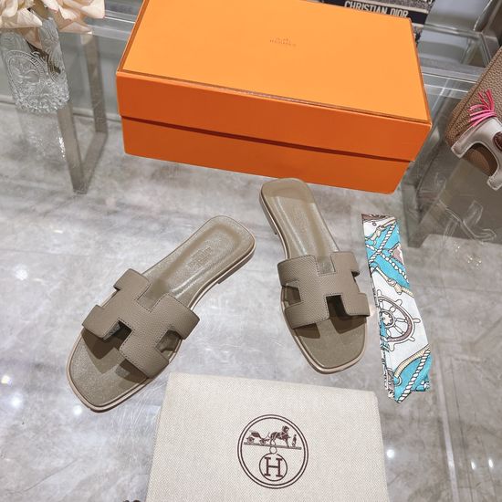 Hermes Calfskin Casual Slides Soft Comfortable Daily Wear Footwear