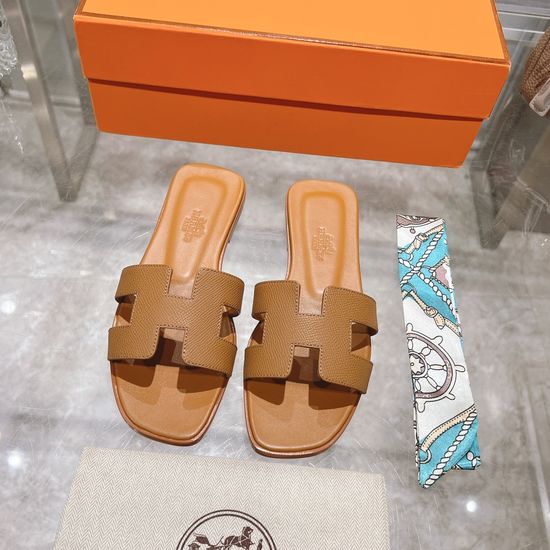 Hermes Calfskin Casual Slides Soft Comfortable Daily Wear Footwear