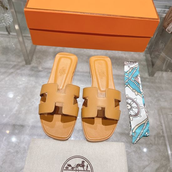 Hermes Calfskin Casual Slides Soft Comfortable Daily Wear Footwear