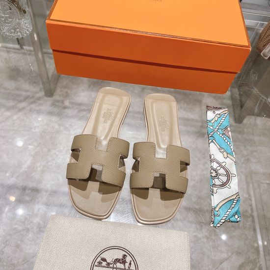 Hermes Calfskin Casual Slides Soft Comfortable Daily Wear Footwear