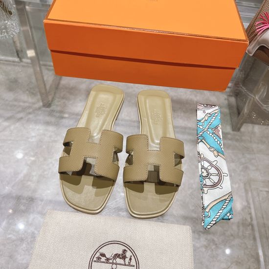Hermes Calfskin Casual Slides Soft Comfortable Daily Wear Footwear