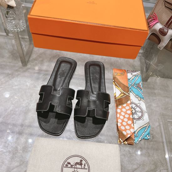 Hermes Calfskin Casual Slides Soft Comfortable Daily Wear Footwear