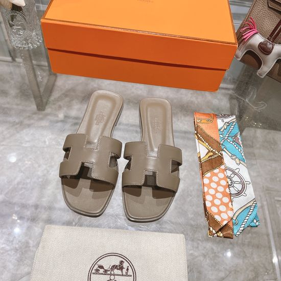 Hermes Calfskin Casual Slides Soft Comfortable Daily Wear Footwear