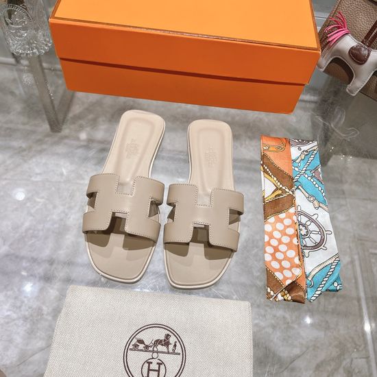 Hermes Calfskin Casual Slides Soft Comfortable Daily Wear Footwear