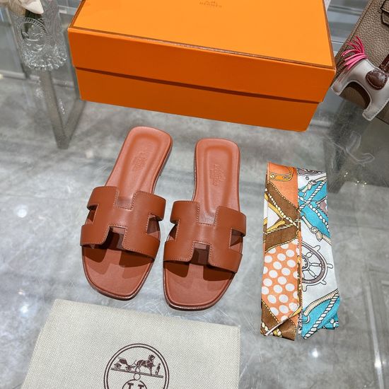 Hermes Calfskin Casual Slides Soft Comfortable Daily Wear Footwear