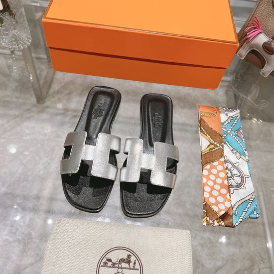 Hermes Calfskin Casual Slides Soft Comfortable Daily Wear Footwear