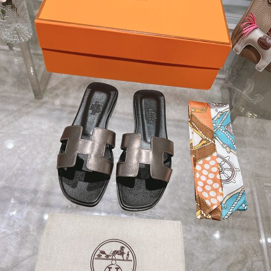 Hermes Calfskin Casual Slides Soft Comfortable Daily Wear Footwear