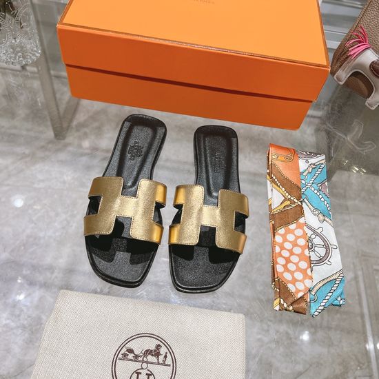 Hermes Calfskin Casual Slides Soft Comfortable Daily Wear Footwear