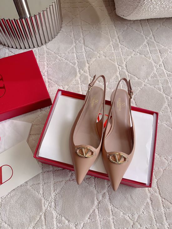 Valentino Pointed Toe Low Heel Dress Shoes Soft Leather Comfortable Sole