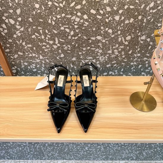 Valentino Studded Bow High Heel Sandals Elegant Leather Footwear