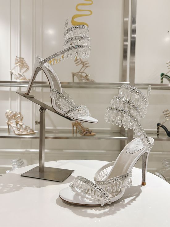 Rene Caovilla Rhinestone Decorated Strappy High Heel Sandals