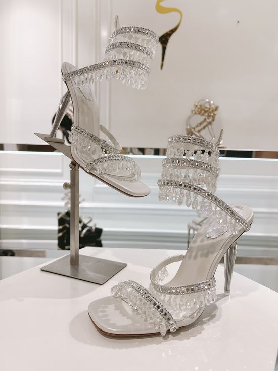 Rene Caovilla Rhinestone Decorated Strappy High Heel Sandals