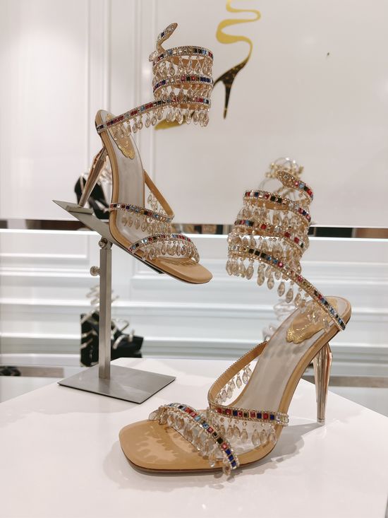Rene Caovilla Rhinestone Decorated Strappy High Heel Sandals