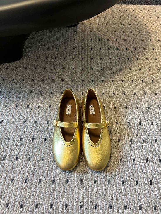 Alaia Classic Hardware Decor Leather Ballet Flats Versatile Daily Shoes