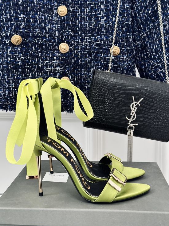 Tom Ford Silk Stiletto Sandals With Metallic Heel