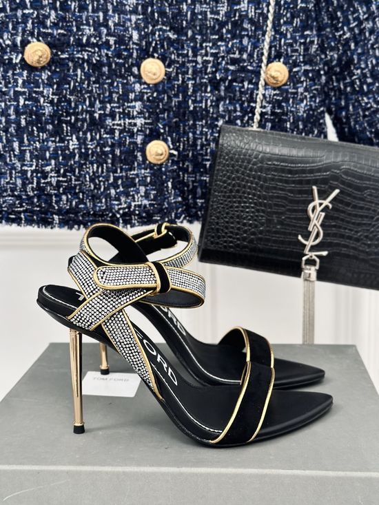 Tom Ford Suede Stiletto Sandals With Metallic Heel