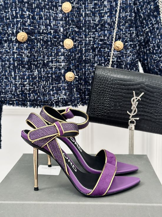 Tom Ford Suede Stiletto Sandals With Metallic Heel