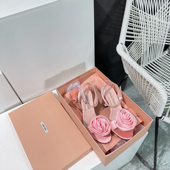 Miu Miu Silk Floral Low Heel Sandals Premium Quality