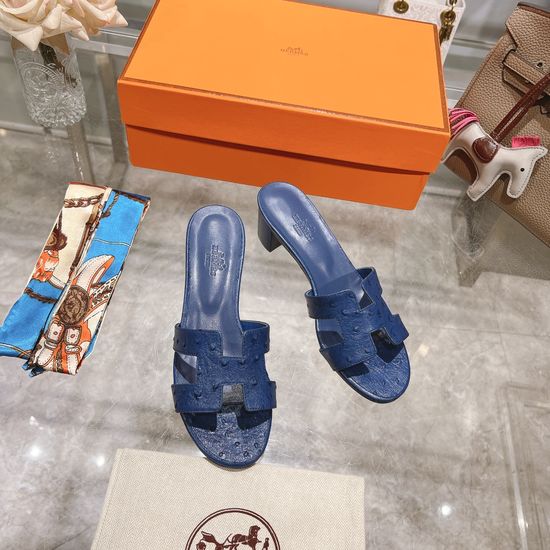 Hermes Chunky Heel Cowhide Slide Sandals With Silk Scarf Set