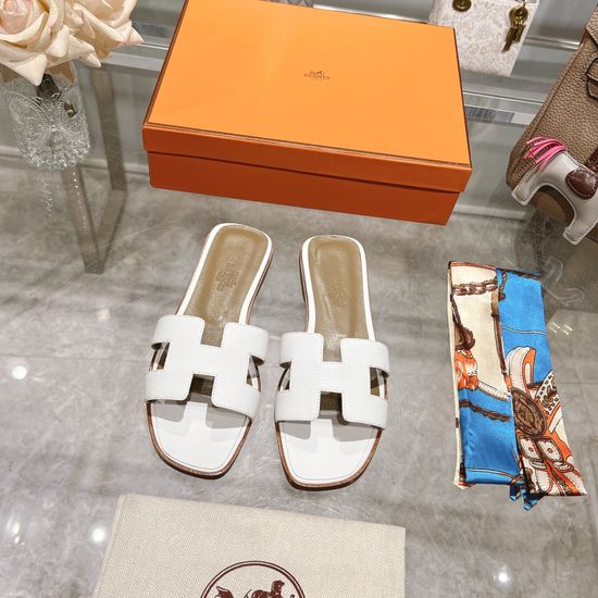 Hermes Calfskin Casual Slides Soft Comfortable Daily Wear Footwear