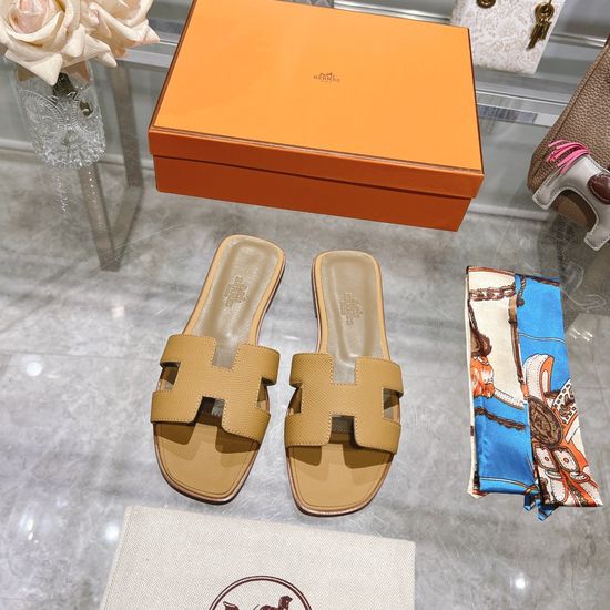 Hermes Calfskin Casual Slides Soft Comfortable Daily Wear Footwear